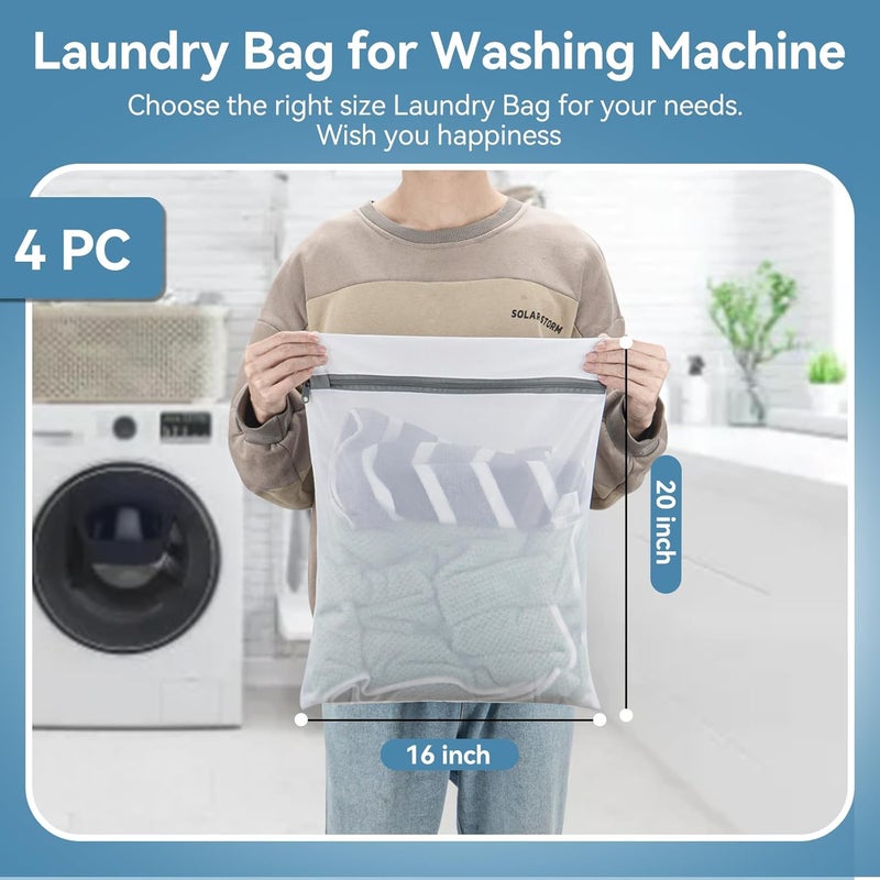 Hoodeet Laundry Bags Mesh Wash Bags,16"×20" Mesh Laundry Bags for Delicates, Laundry Bag for Delicates,Garment Bag for Washing Machine (Large,4 Pack) - Image 2